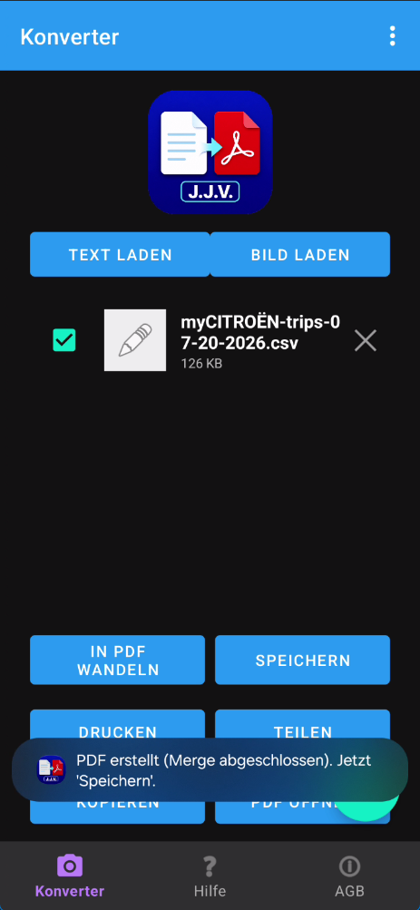 CSV-Dateien mit files2PDF auf Android zusammenführen